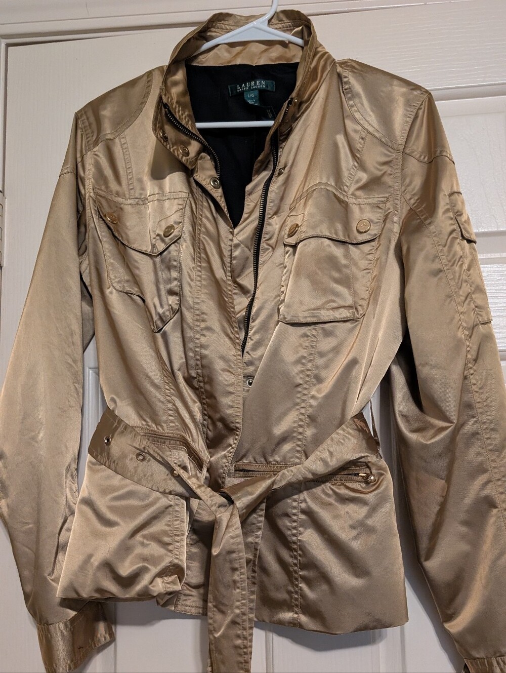 LAUREN Ralph Lauren Gold Utility Belted Jacket